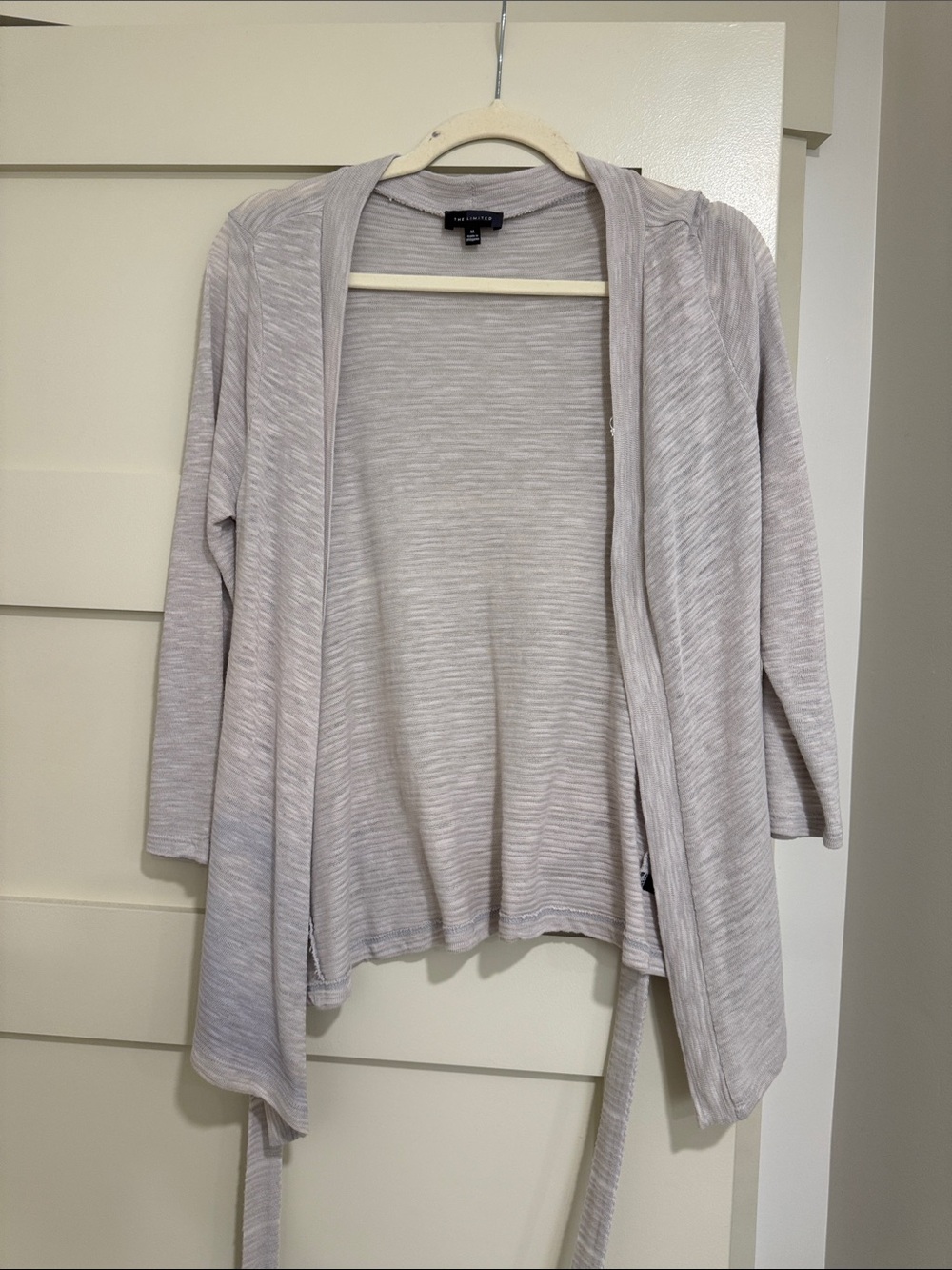 The Limited Light Gray Open-Front Waterfall Cardigan